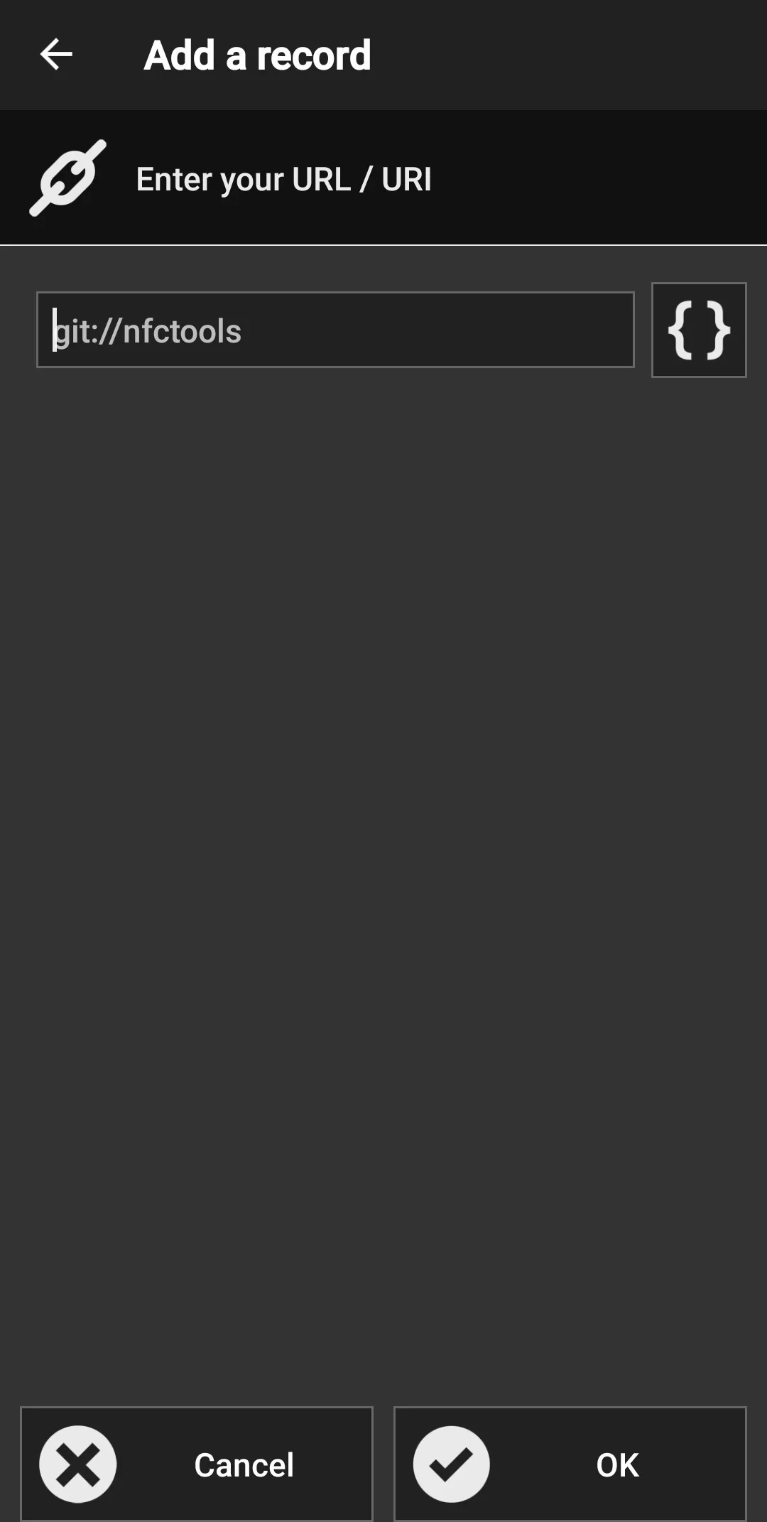 Paste digital business card URL in NFC Tools app