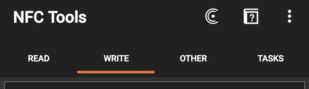 Open Write tab in NFC Tools app